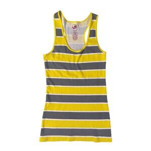OP Ocean Pacific Tank Top Yellow Gray White Striped Youth XL 15-17